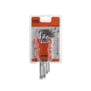 JUEGO 9 LLAVES TORX INVIOLABLES, SOPORTE DE PLÁSTICO ALYCO ORANGE