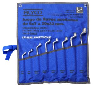 JUEGO 8 LLAVES ACODADAS 2 BOCAS PULGADAS