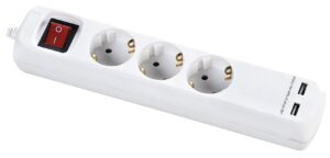 BASE MÚLTIPLE CON INTERRUPTOR 3 ENCHUFES Y 2 USB CABLE 3X1,5 1,4 METROS ALYCO