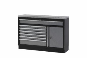 BANCO FIJO GARAJE CON BASE DE ACERO INOX