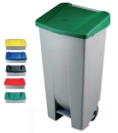 Cubo tapa verde 120 l. con pedal/ruedas